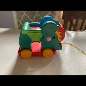 Rare Fisher Price Elephant Peek a Blocks pull toy